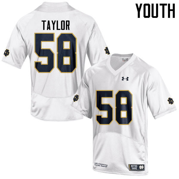 Youth NCAA Notre Dame Fighting Irish #58 Elijah Taylor Stitched College Under Armour Authentic White Football Jersey VH10E85QA